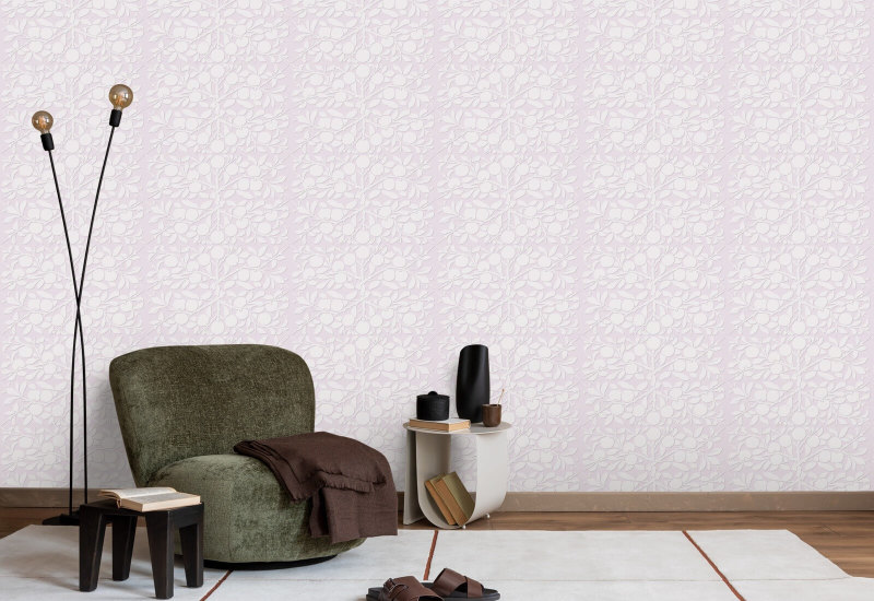 Peach Botanical Pink Wallpaper