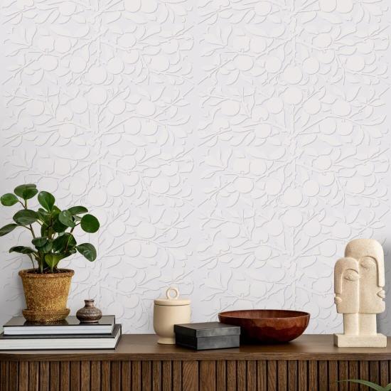 Botânico de pêssego Papel de parede cinza