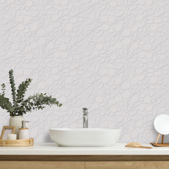 Peach Botanical Gray Wallpaper