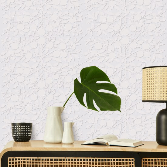 Peach Botanical Gray Wallpaper