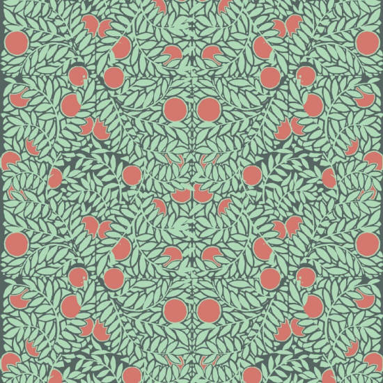 Orange Bush Mint &amp;amp; Coral Floral Wallpaper