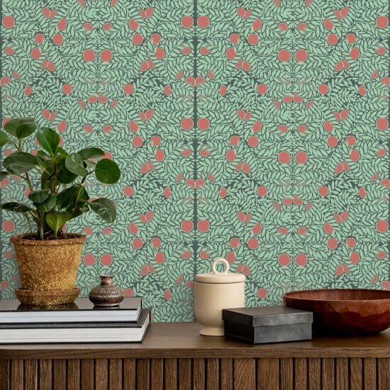 Oransje busk Mint & Coral Floral Bakgrunn