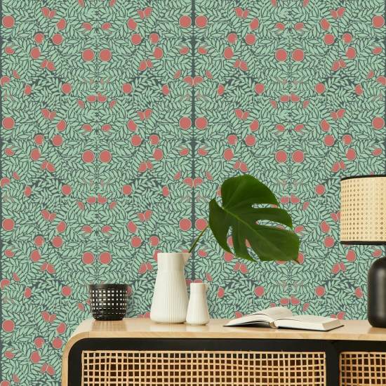 Oransje busk Mint & Coral Floral Bakgrunn