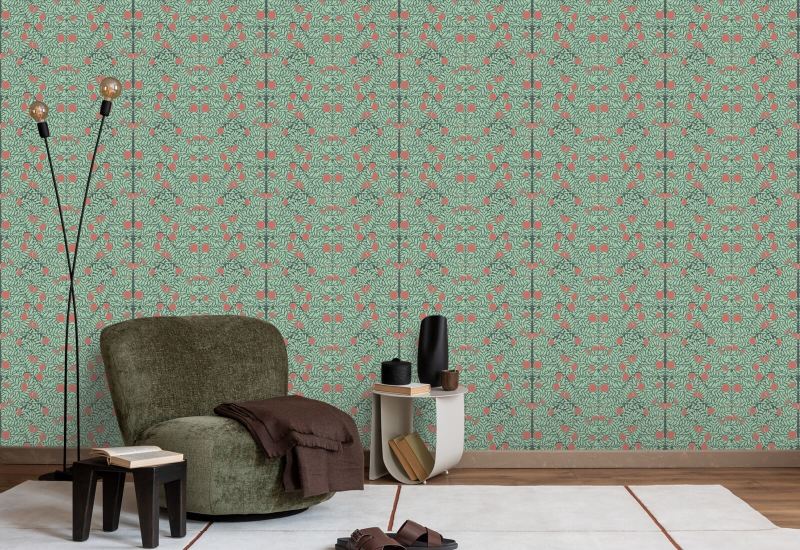 Oransje busk Mint & Coral Floral Bakgrunn