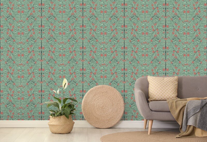 Oransje busk Mint & Coral Floral Bakgrunn