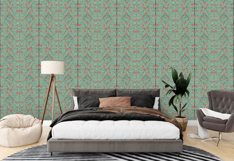 Oransje busk Mint & Coral Floral Bakgrunn