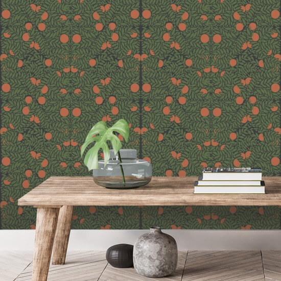 Arancione Carta da parati floreale della foresta