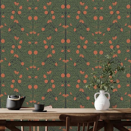 Oransje busk Forest Floral Bakgrunn