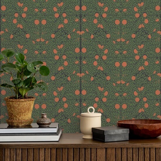 Oransje busk Forest Floral Bakgrunn