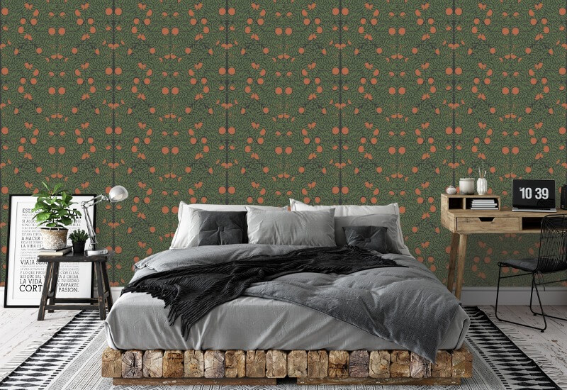 Oransje busk Forest Floral Bakgrunn