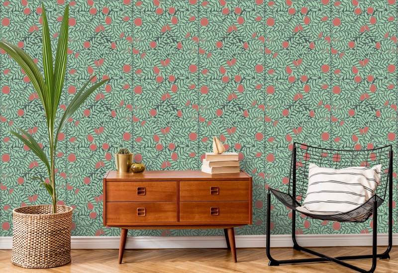 Apelsindungen Mint Coral Floral Bakgrund