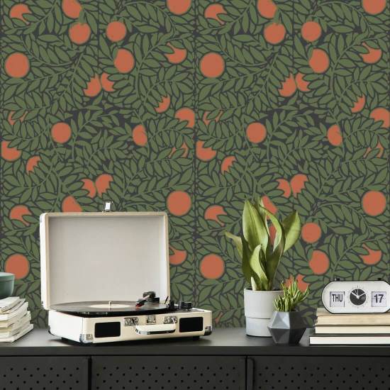 Huerto de naranjos Papel pintado floral verde bosque