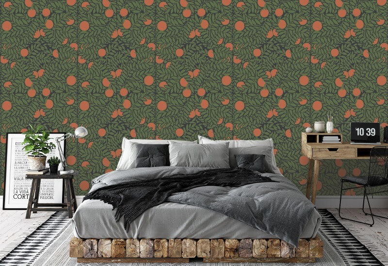 Appelsiinilehto Metsänvihreä kukka taustakuva