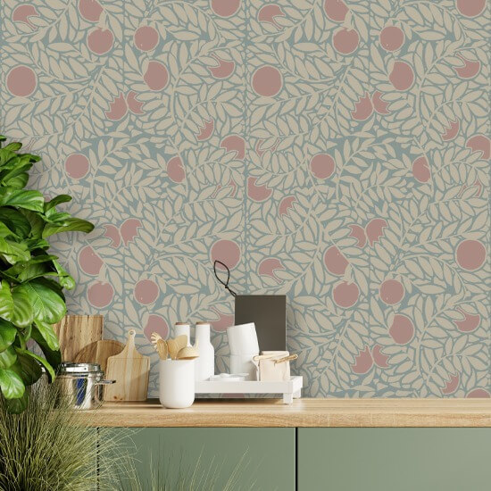 Orange Grove Harvest Orange Floral Wallpaper