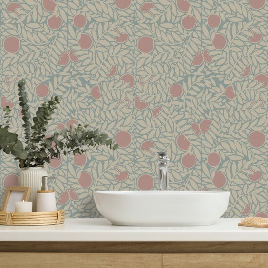 Orange Grove Harvest Orange Floral Wallpaper