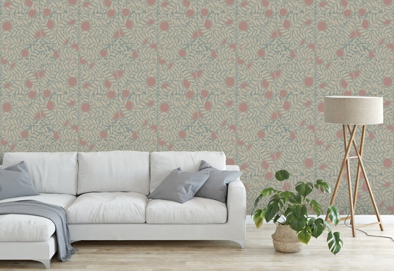 Orange Grove Harvest Orange Floral Wallpaper