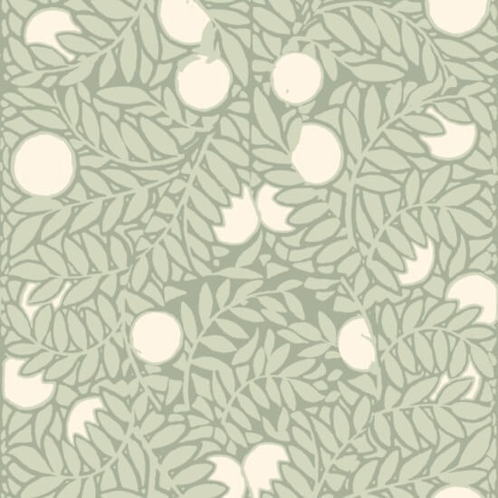 Orange Grove Pale Green Floral Wallpaper