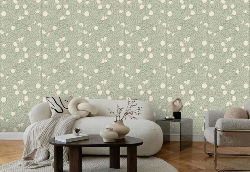 Laranjal Papel de parede floral verde pálido