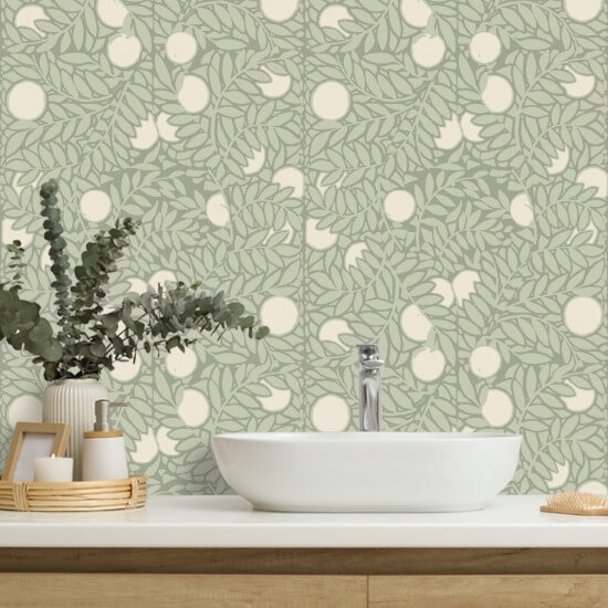 Laranjal Papel de parede floral verde pálido
