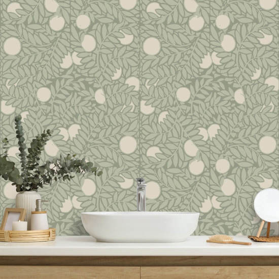 Orangeraie Papier peint floral vert pâle