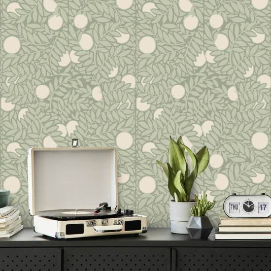 Orangeraie Papier peint floral vert pâle