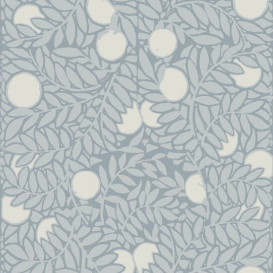 Orangeraie Papier peint floral bleu minéral pâle