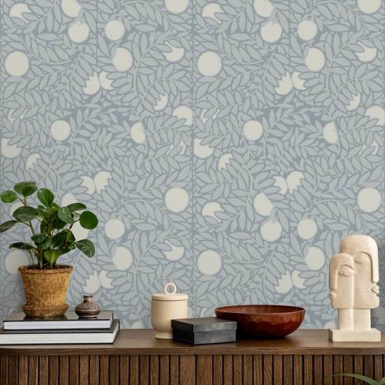 Laranjal Papel de parede floral azul mineral pálido