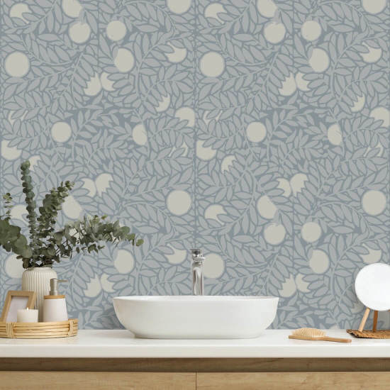 Appelsinlund Blek mineralblå blomsterbakgrunn