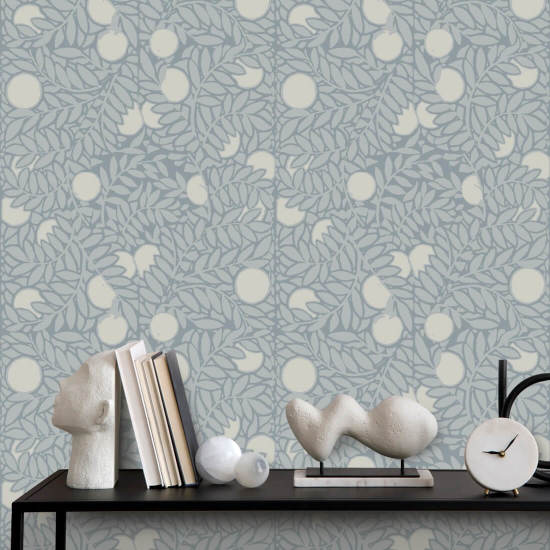 Laranjal Papel de parede floral azul mineral pálido