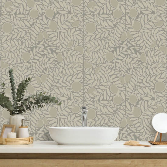 Orangeraie Papier peint floral Walnut