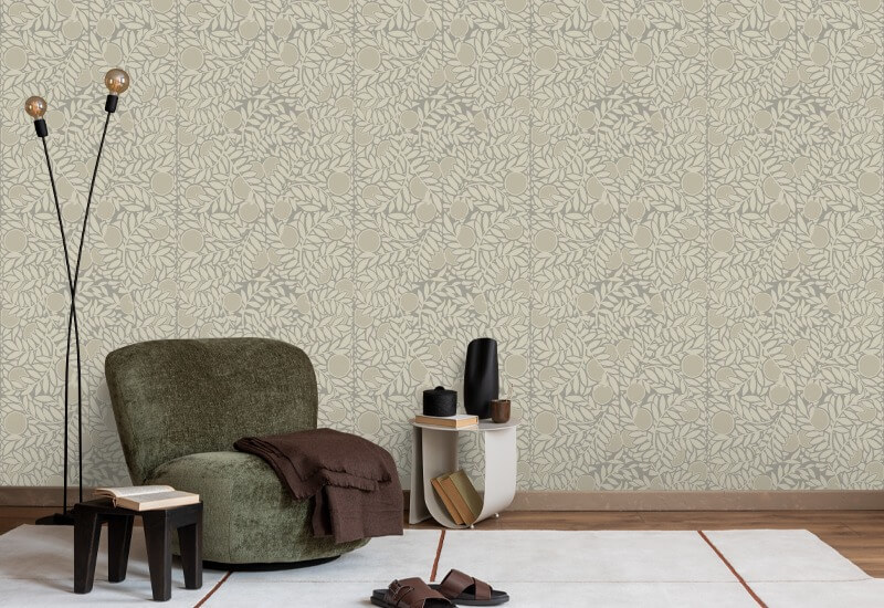 Orange Grove Walnut Floral Wallpaper