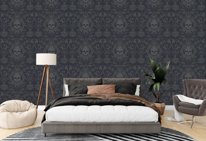 Schedeldoos Zwart behang