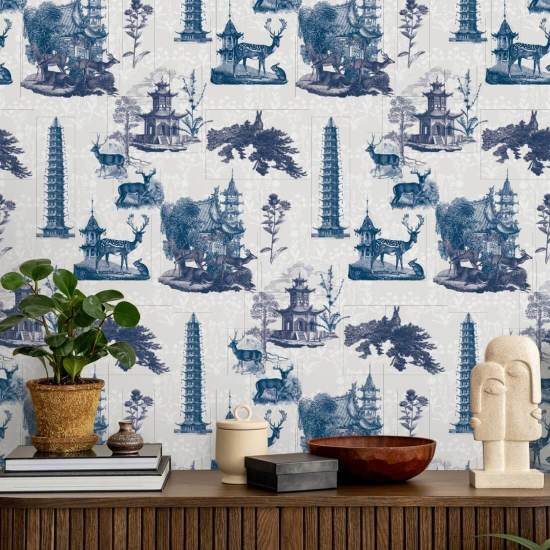 Pagoda Toile Moon Bakgrund