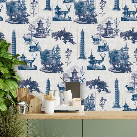 Pagoda Toile Moon Bakgrund