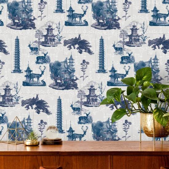 Toile Pagoda Papier peint Moon