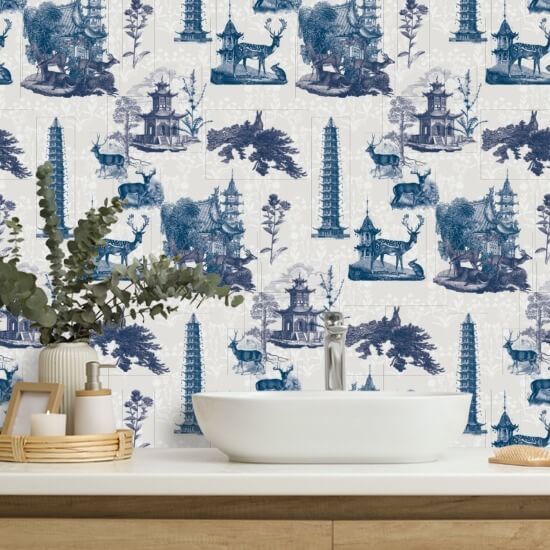 Pagoda Toile Måne Baggrund