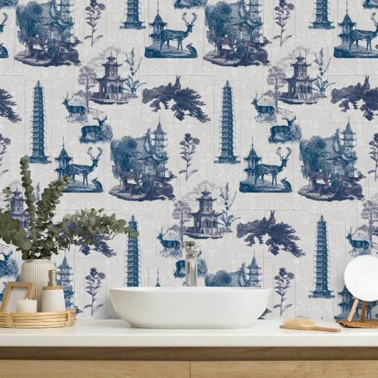 Pagoda Toile Måne Bakgrunn