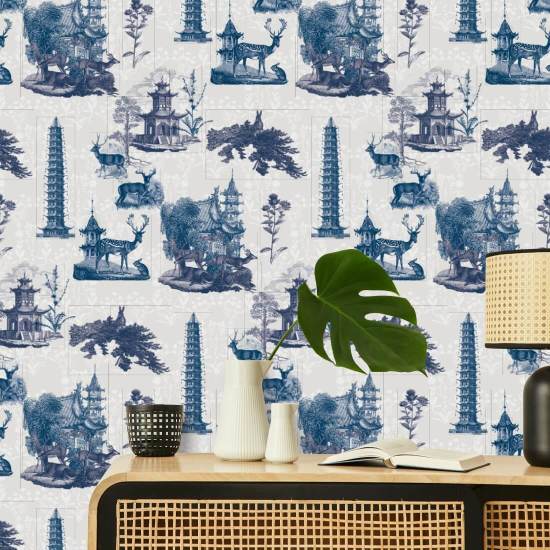 Pagoda Toile Måne Baggrund