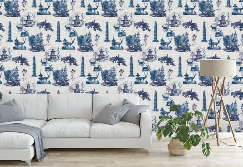 Pagoda Toile Moon Bakgrund