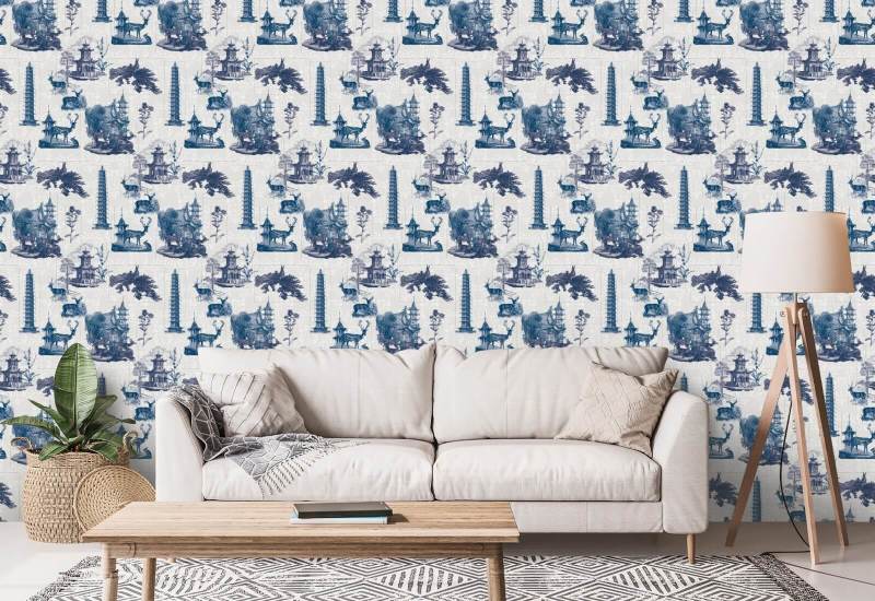 Pagoda Toile Måne Bakgrunn