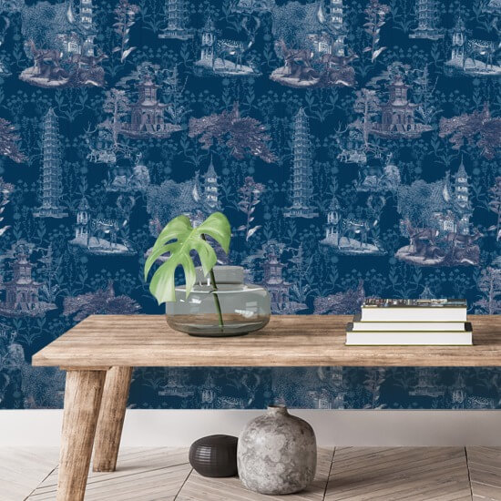 Pagoda Toile Carta da parati Midnight