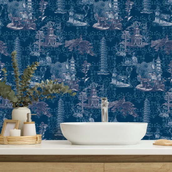 Pagoda Toile Midnight Bakgrunn