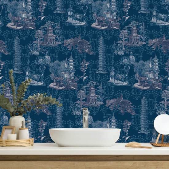 Pagode Toile Mitternachtstapete