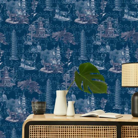 Pagode Toile Mitternachtstapete