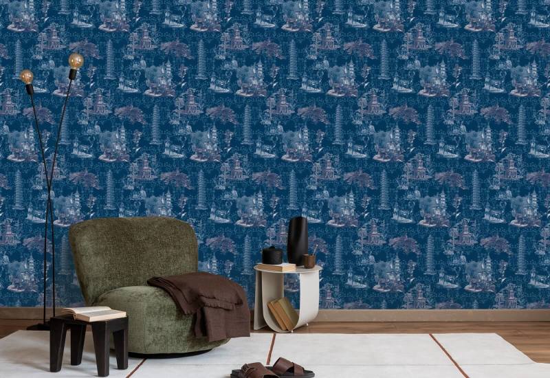 Pagode Toile Mitternachtstapete