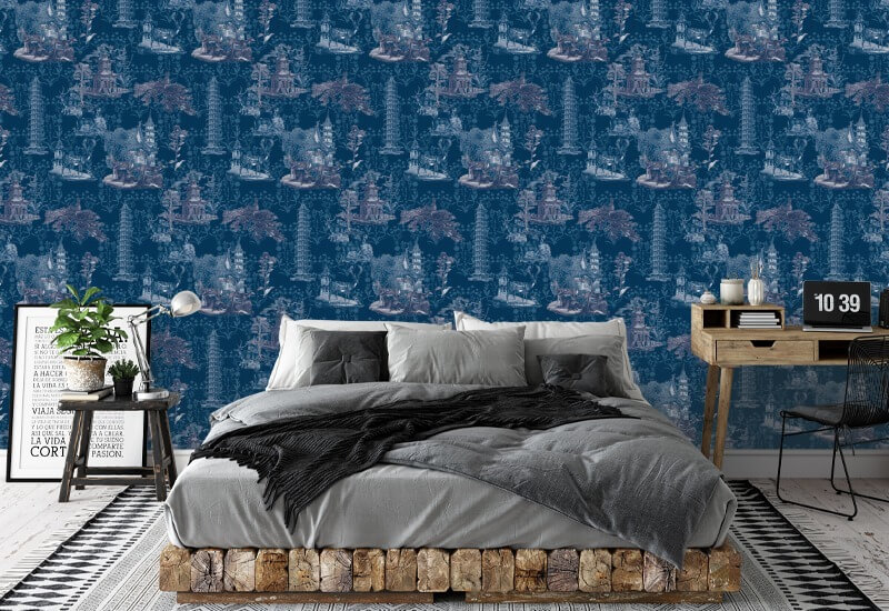 Pagoda Toile Midnight Baggrund