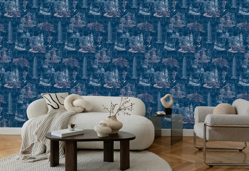 Pagoda Toile Midnight Bakgrunn