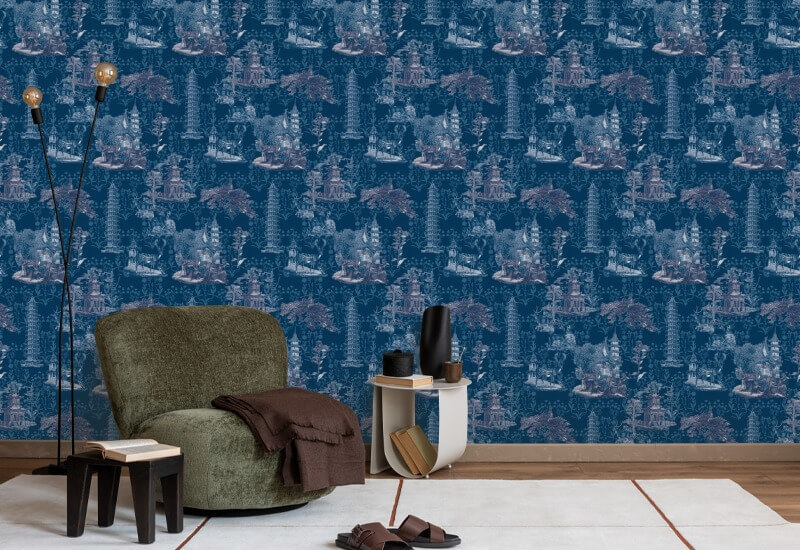 Pagode Toile Mitternachtstapete