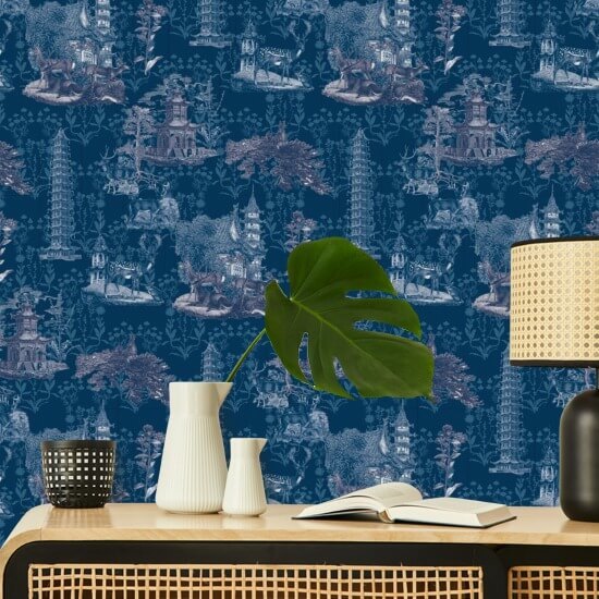 Pagode Toile Mitternachtstapete