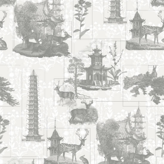 Toile Pagoda Papier peint anthracite